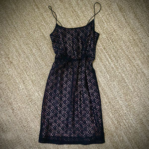 J. Crew Black Lace and Chiffon Blouson Slip Dress